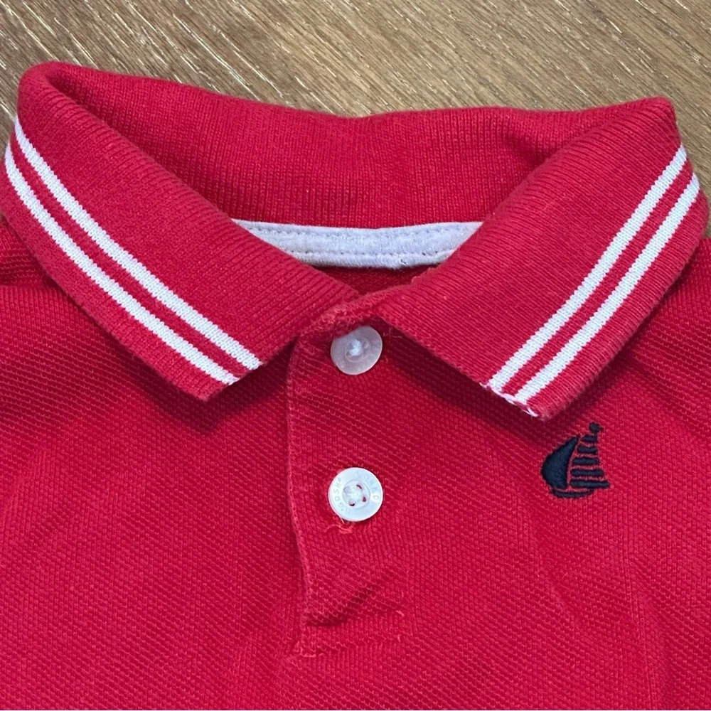 Vintage OshKosh Bgosh Red Polo Bodysuit and‎ Plaid Shortalls 12M